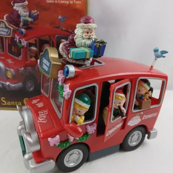 Vtg Action Musical Santa on Delivery Moving Music Box "Santa Is Coming to Town" - Picture 2 of 15